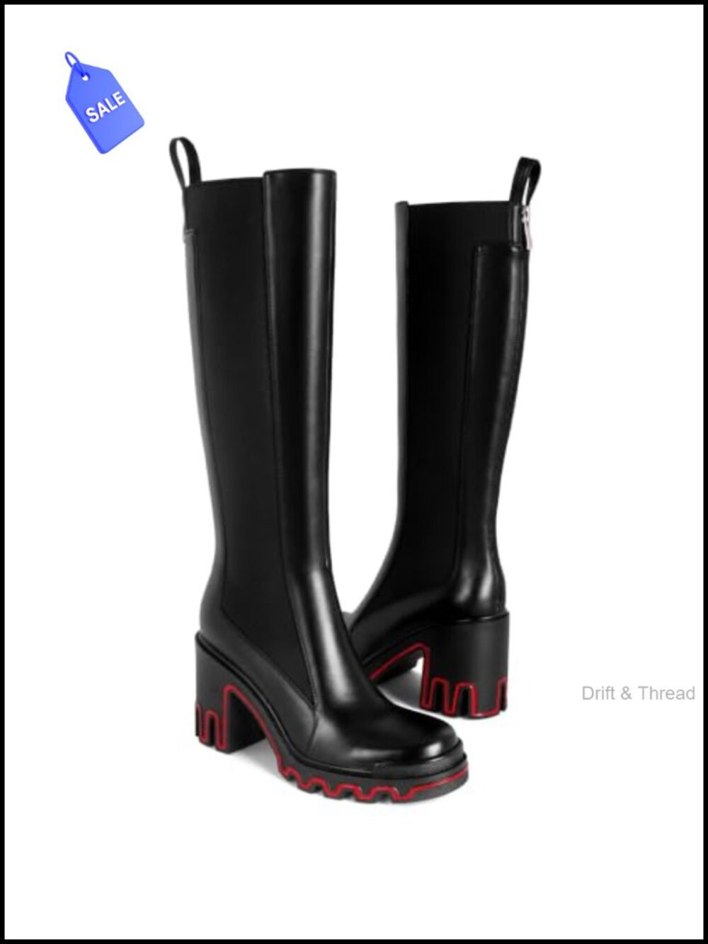 Chelsea Knee High Boots Chunky Block Platform High Heel Boots